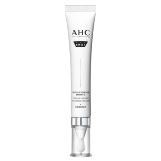 AHC Beauty Culture Shot Multicellular Bright 3 Corrective Pe Cream for Face in a white squeeze tube with a clear cap, shown on a plain white background.