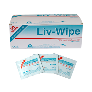 LIVINGSTONE Isopropyl Alcohol Wipes 185 x 140mm 50pc