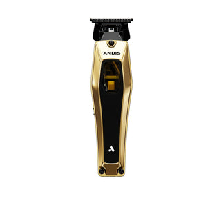 Gold and black Andis hair trimmer on a white background