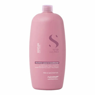 Pink bottle of Alfaparf professional hair conditioner on a white background