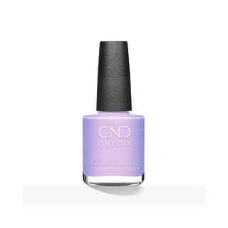 CND Vinylux Long Wear Nail Polish in a light lavender purple shade, shown in a 0.5 fl oz glass bottle with a black cap on a white background.