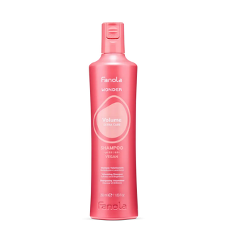 A 300 ml bottle of Fanola Wonder Volume Extra Care Shampoo on a solid white background.
