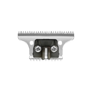 A silver metal pet clipper blade with a black plastic guard, secured by two screws, shown against a plain white background.