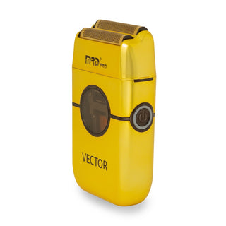 Yellow grooming tool with 'MRD Pro' branding on a white background