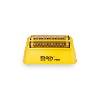 Yellow and gold MRD Pro shaver on a white background