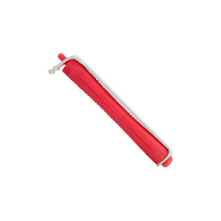 Red and white cylindrical object on a white background
