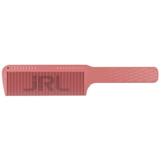 Pink comb with 'JRL' branding on a white background