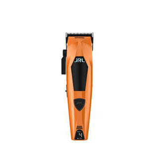 Orange and black hair clipper on a white background
