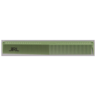 Green comb with 'JRL' branding on a white background
