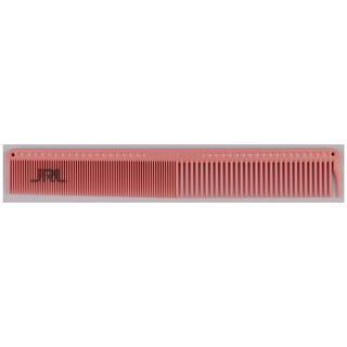 Pink comb with a brand logo on a white background