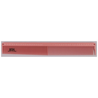 Pink comb with a visible brand logo on a white background