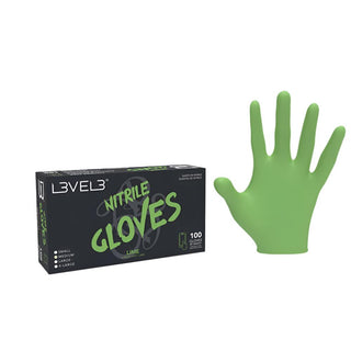 L3VEL3 Nitrile Gloves Lime Large 100pk