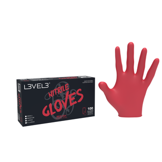 L3VEL3 Nitrile Gloves Red Large 100pk