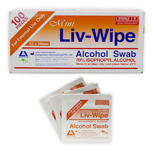 LIVINGSTONE Liv-Wipe Mini Alcohol Swab 62 x30 mm 100pc