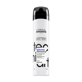 L'Oréal Professionnel Volume Panache hair spray in a 300ml white aerosol can with a black cap, on a plain white background.