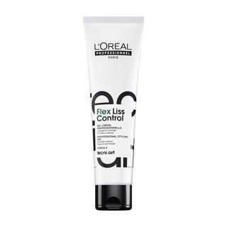 L'Oreal Flex Liss Control hair product tube on a white background