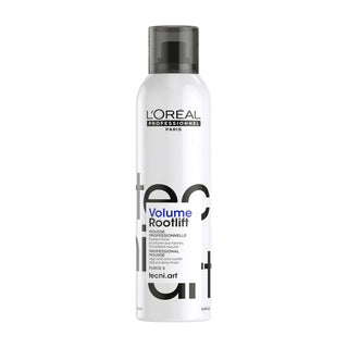 L'Oreal Volume Rootlift mousse bottle on a white background