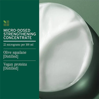 Product packaging with text on a green background