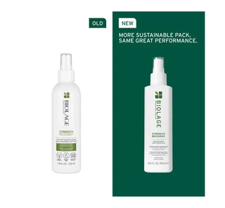 Biolage spray bottle with green packaging label on a white background