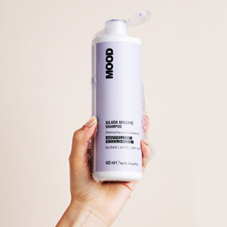 MOOD Silver Specific Shampoo 400ml Photography with Bubbles