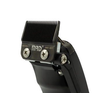 Black hair clipper with comb attachment on a white background