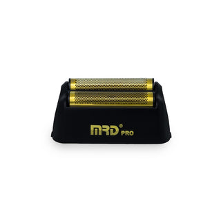 Black and gold MRD Pro shaver on a white background