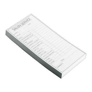 Salon service list pad with a white background