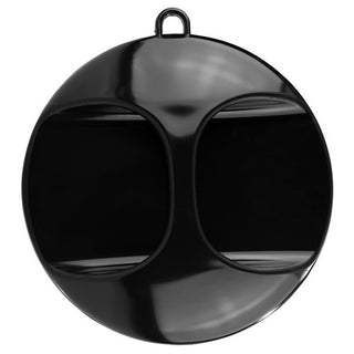 Rear of  hanging mirror with a spherical design on a white background