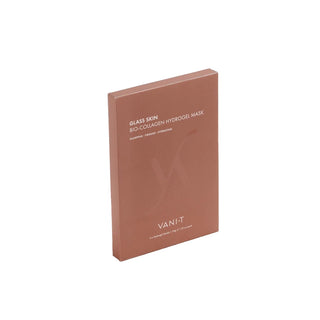 Vani-T glass skin bio-collagen hydrogel mask packaging on a white background