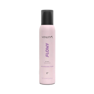 A light pink aerosol can of Vitality's Flowy Gel-Nail Nourishing Form against a plain white background.